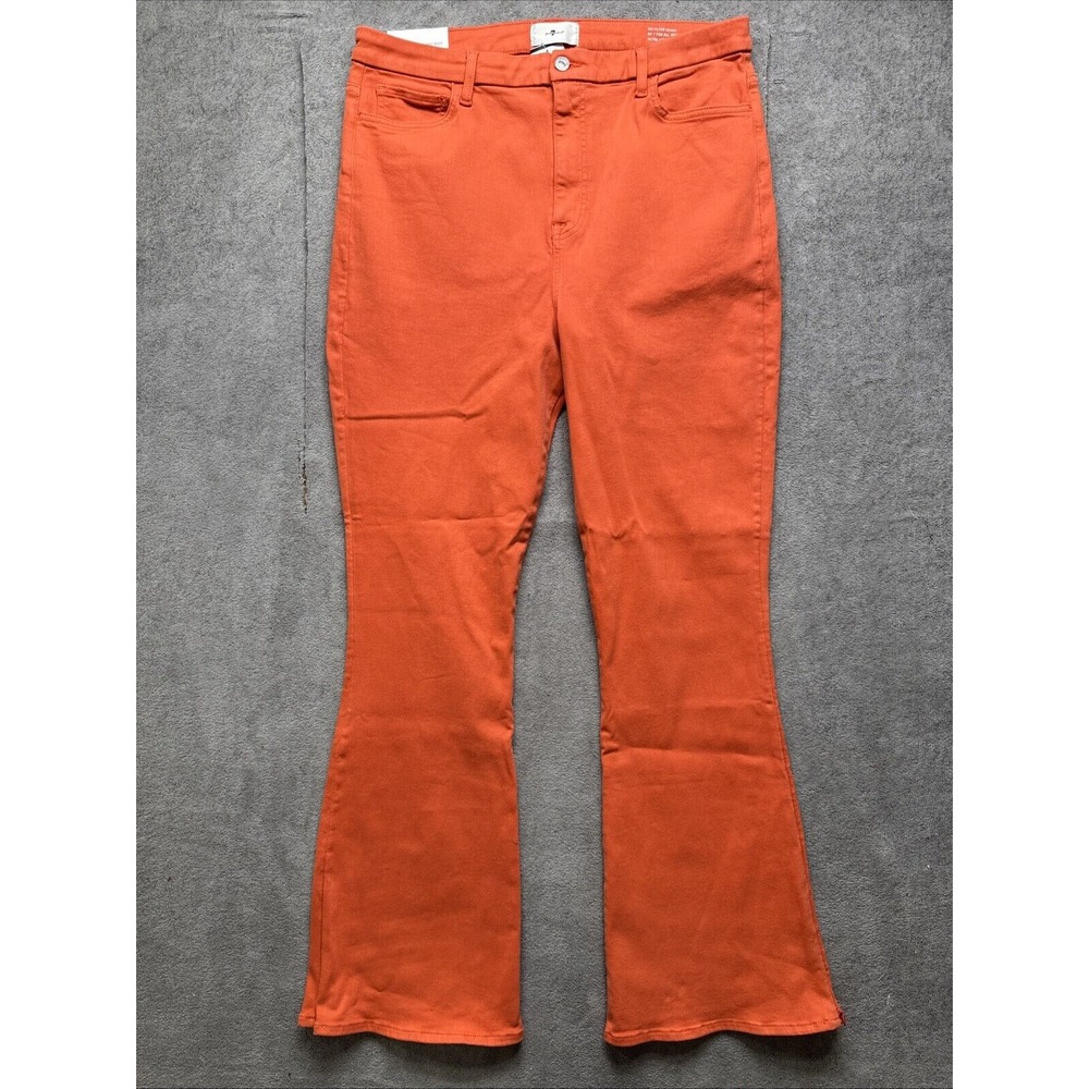 7 For All Mankind High-Rise Flare Jeans in Orange